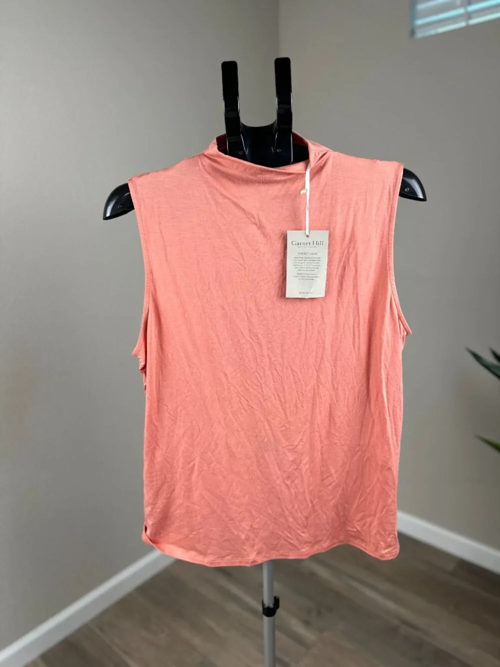 NWT Garnet Hill TENCEL Lyocell Mock Neck Sleeveless Top Orange XL
